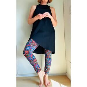 VTG 80s Printed Capri Style Leggings Size Med Made USA Cotton/Poly